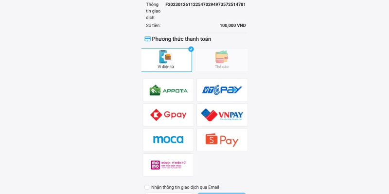 Thanh toán thuận tiện qua Momo hoặc Zalo Pay