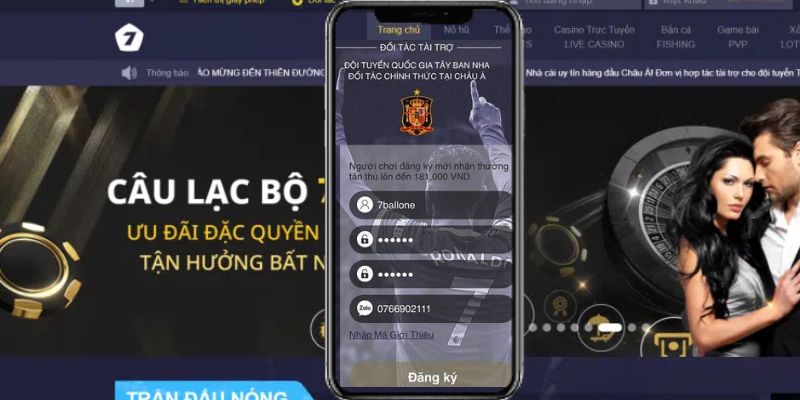 Đăng ký 7ball tại app nhanh chóng và dễ dàng